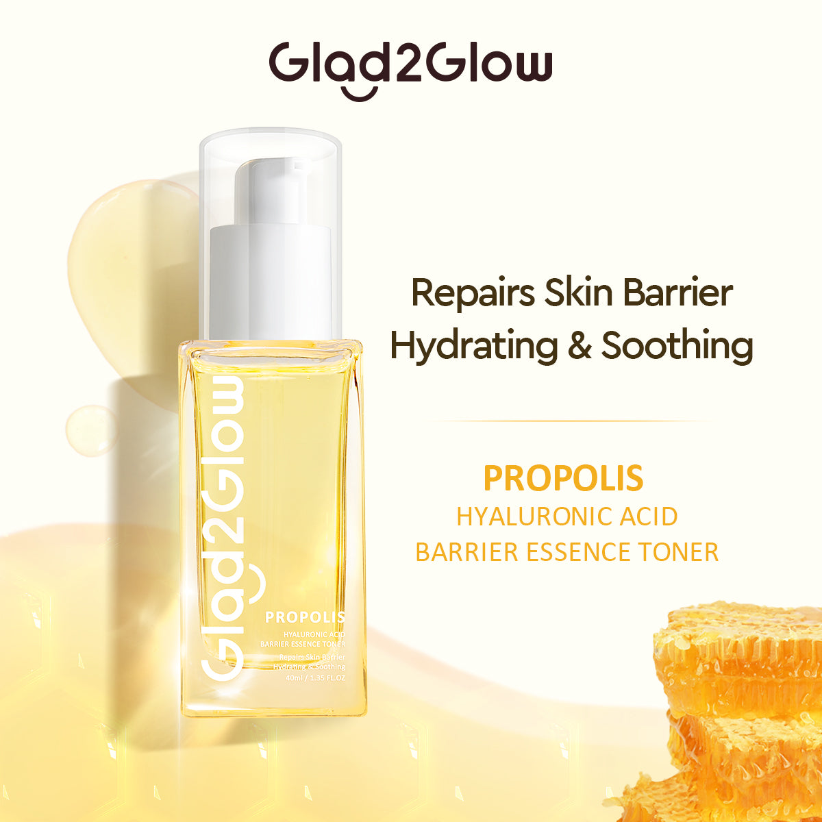 Glad2Glow 5% Propolis Hyaluronic Acid Barrier Essence Toner