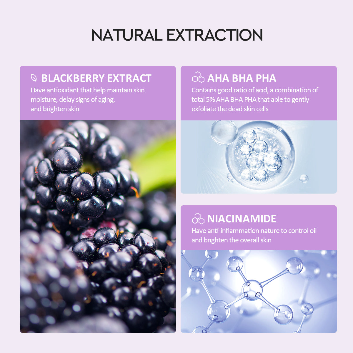Glad2Glow Blackberry AHA BHA PHA Daily Exfoliating Toner