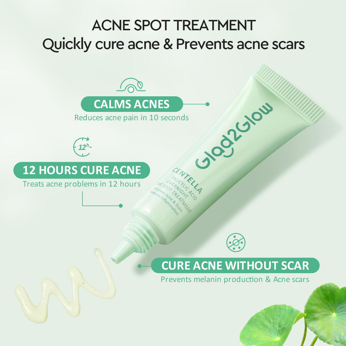 Glad2Glow Centella 2% Salicylic Acid Overnight Acne Spot Treatment
