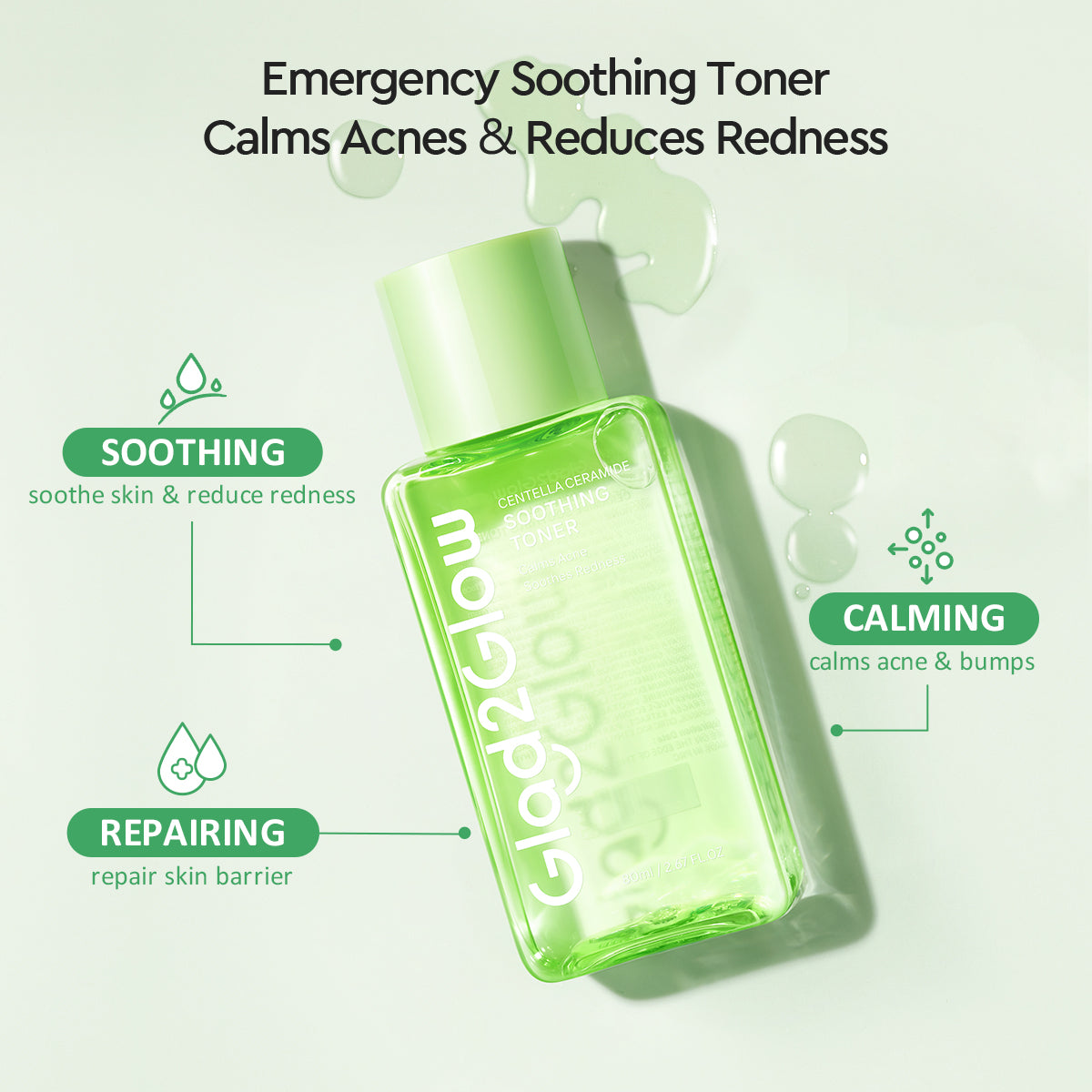 Glad2Glow Centella 2% Ceramide Soothing Toner 40 mL
