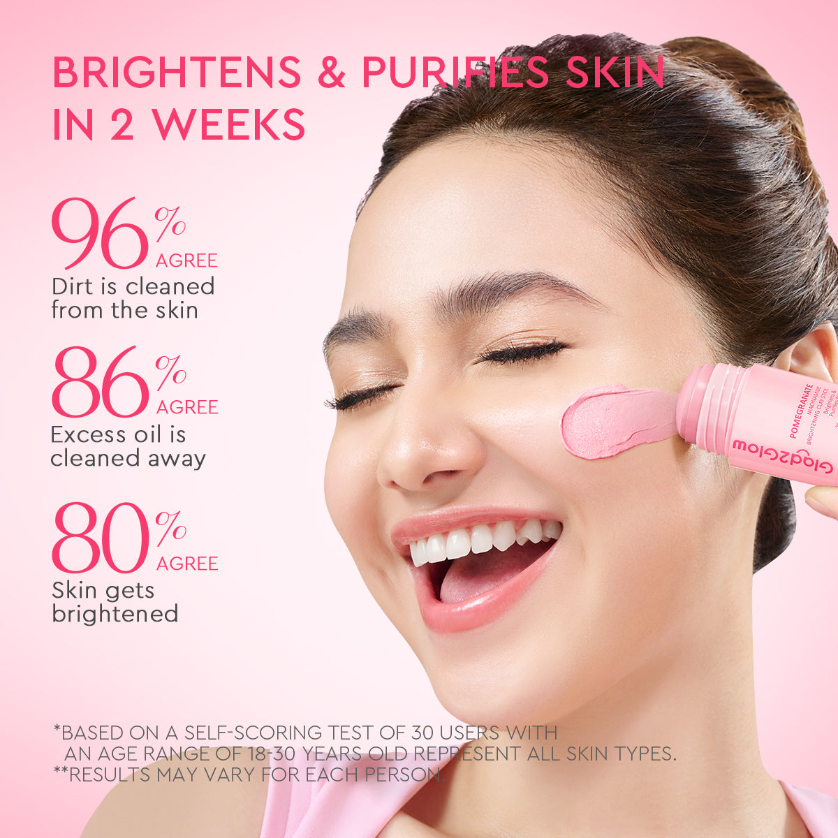 Glad2glow Pomegranate Niacinamide Brightening Clay Stick