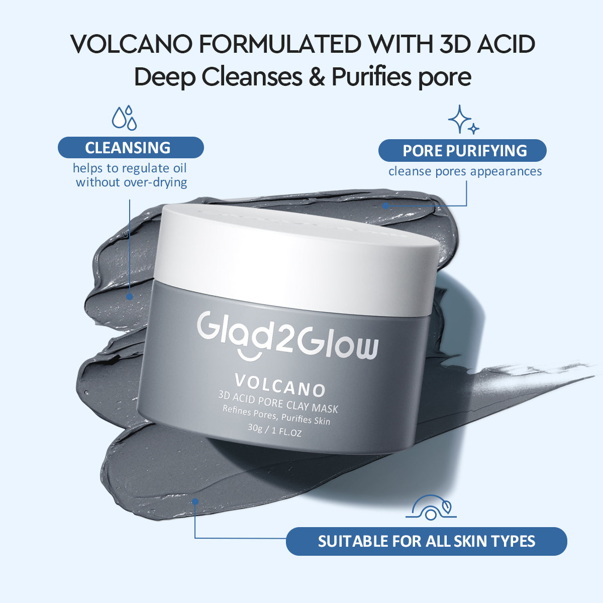 Glad2Glow Volcano 3D Acid Pore Clay Mask 