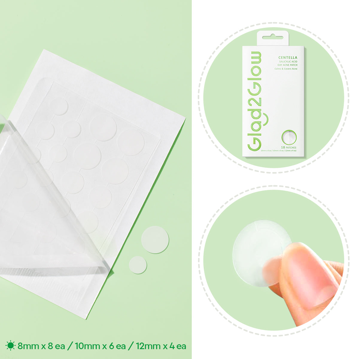 Glad2Glow Centella Salicylic Acid Day Acne Patch