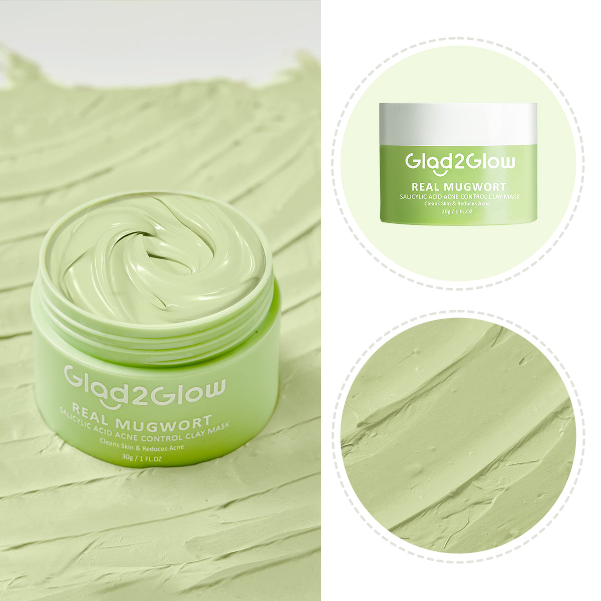 Glad2Glow Real Mugwort Salicylic Acid Acne Control Clay Mask