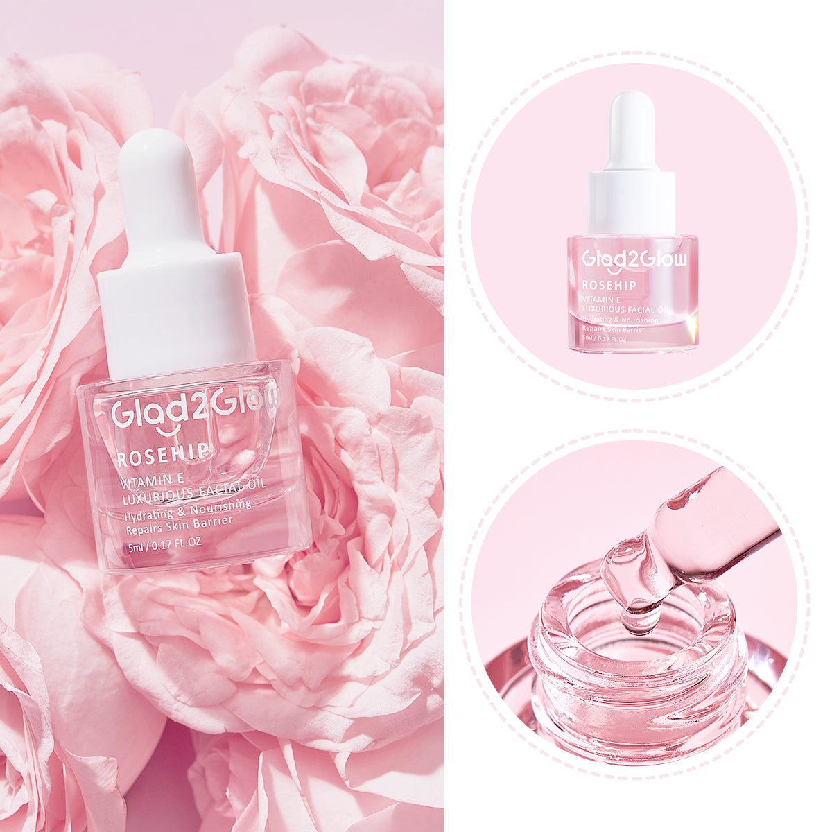 Glad2Glow Rosehip Vitamin E Luxurious Facial Oil