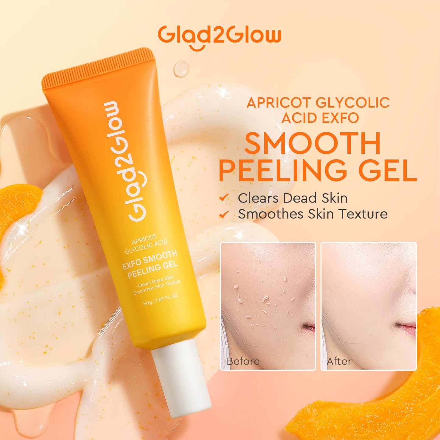 Glad2glow Apricot Glycolic Acid Exfo Smooth Peeling Gel
