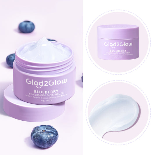 Glad2Glow 5% Blueberry Moisturizer Cream 5x Ceramide Skin Barrier Repair 30g | Pelembab Wajah Pemutih Wajah Facial Moisturizer Day Cream Night Cream Malam Skincare
