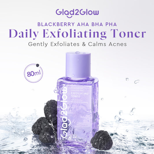 Glad2Glow Blackberry AHA BHA PHA Daily Exfoliating Toner