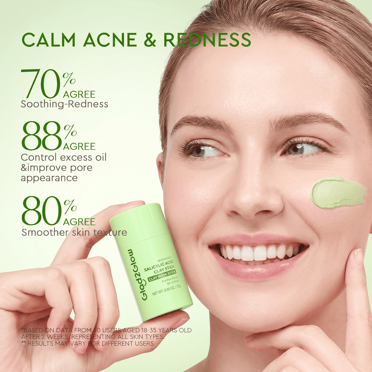 Glad2Glow Mugwort Salicylic Acid Acne Clay Stick key ingredients