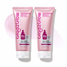 Two Glad2Glow Niacinamide Bright Body Serum tubes, 180 ml each